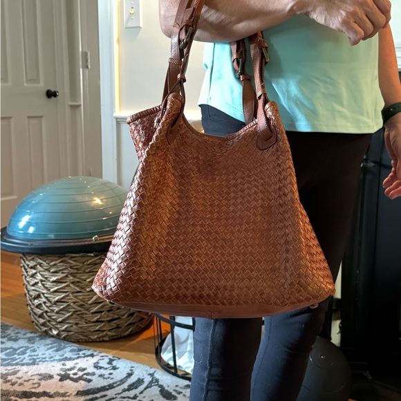 Valentina Woven Leather Tote Handbag - Picture 10 of 12
